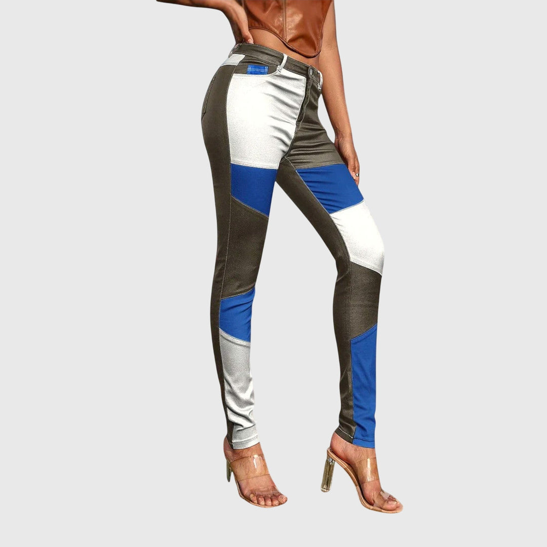 June | Tube Pants with Colour Block Pattern