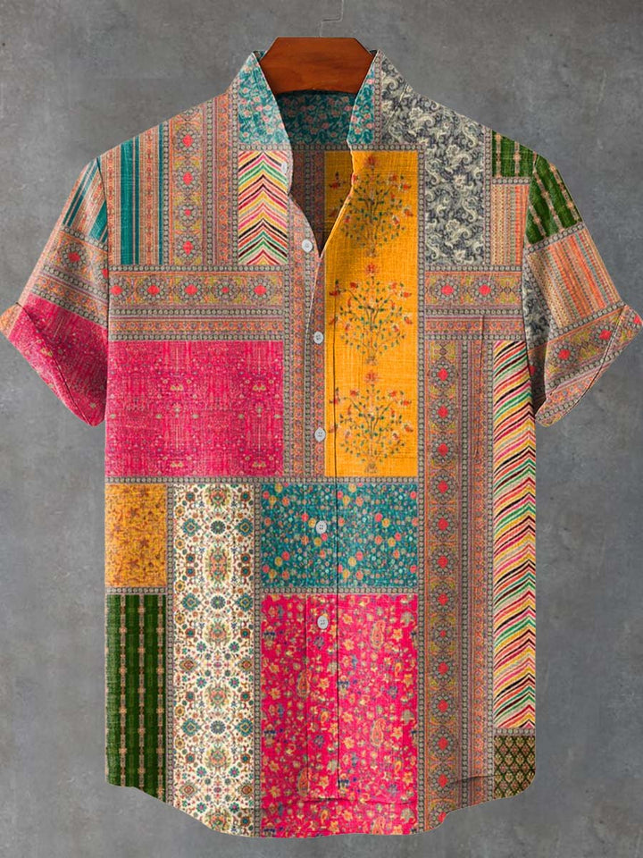 Patrick Patchwork Print Casual Shirt — 100% Cotton