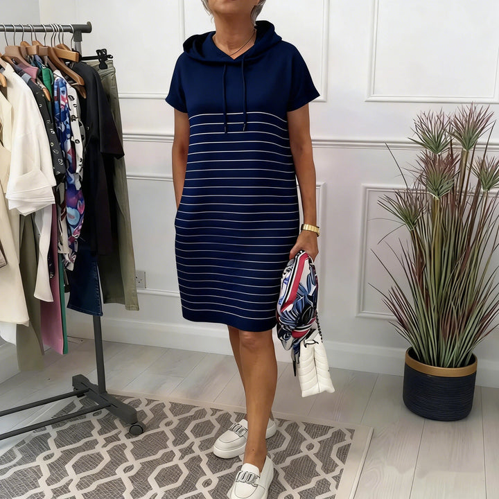 Gavellea - Women's Casual Striped Hoodie Dress for Everyday Wear