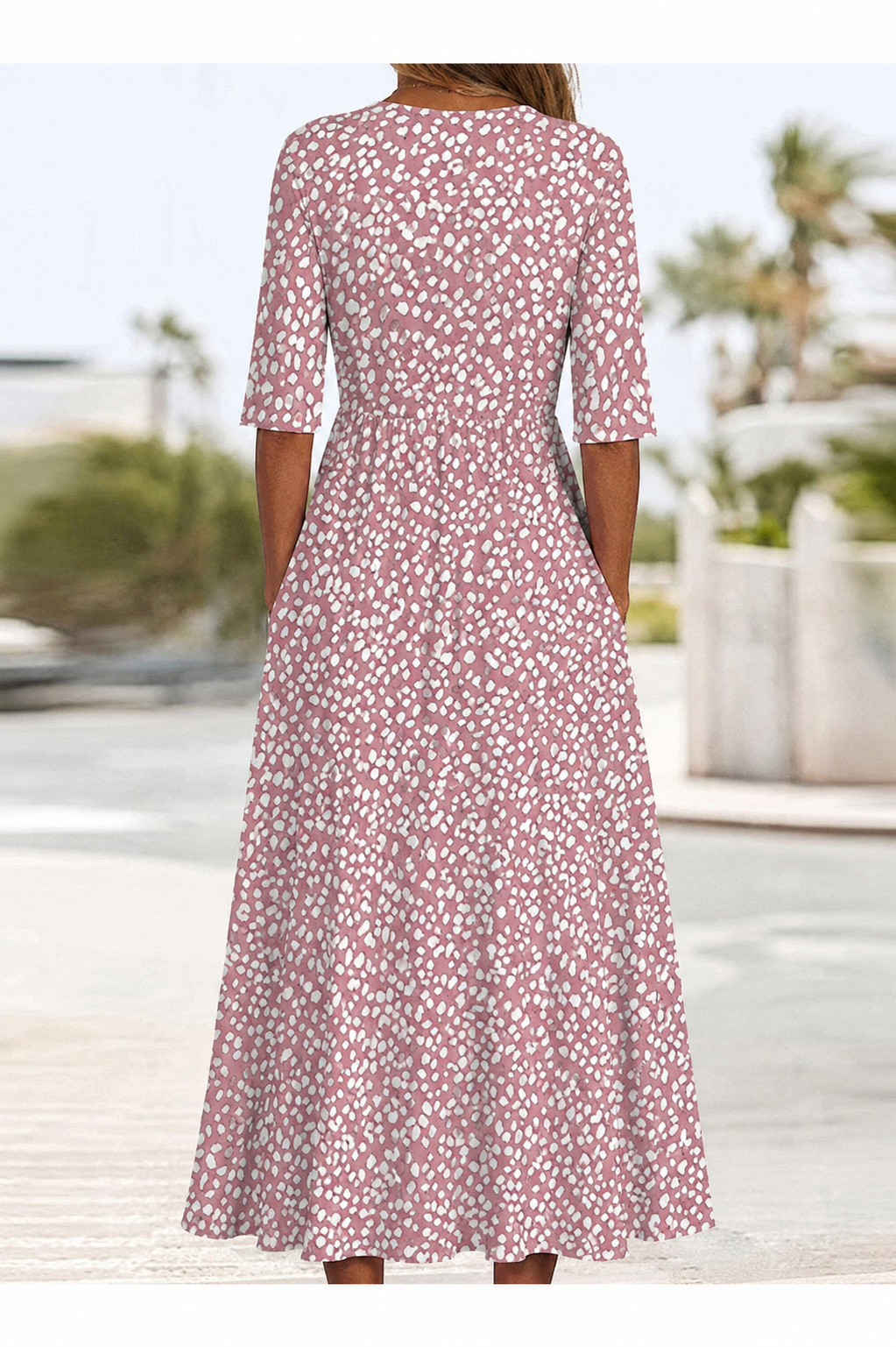 COLETTE | ELEGANT TUMMY-FLATTERING POLKA DOT MIDI DRESS