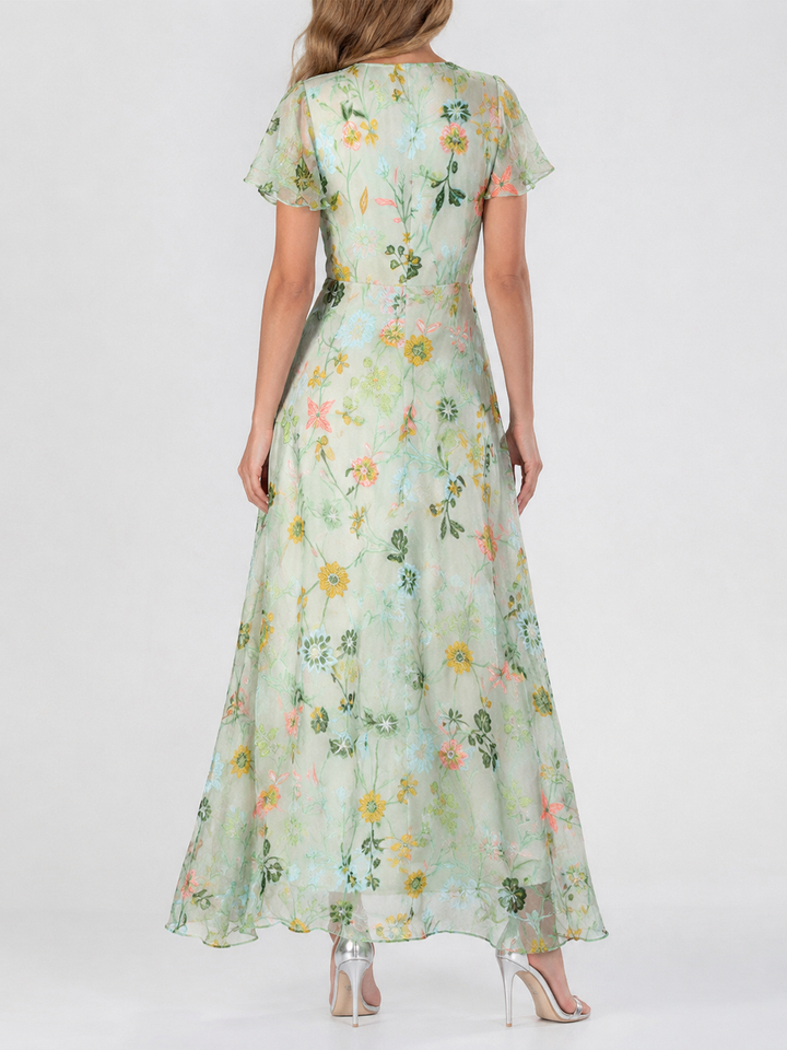 BETH | ELEGANT FLORAL TUMMY-COVERAGE MAXI DRESS