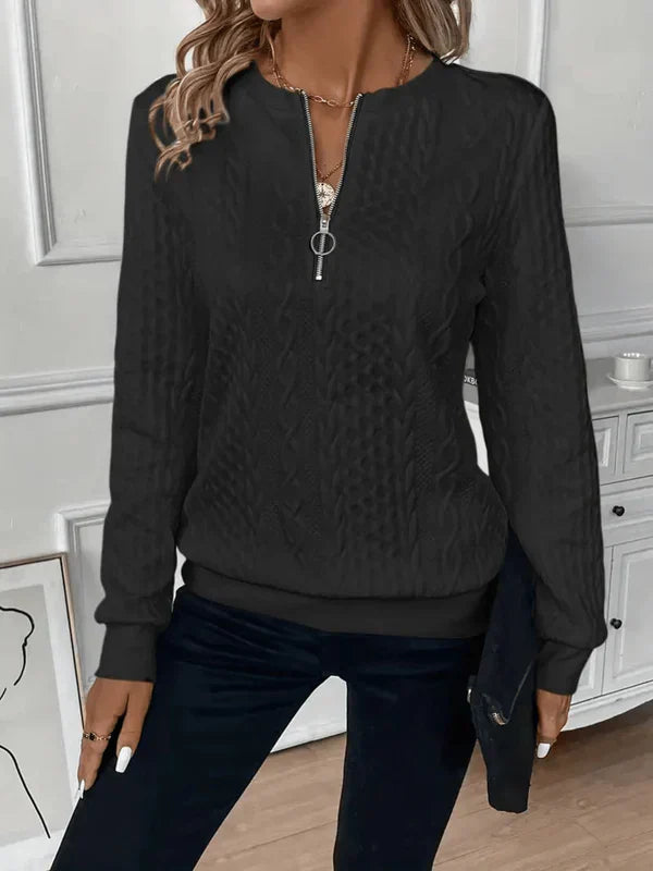 Lynne | Cable-Knit Zip Sweatshirt