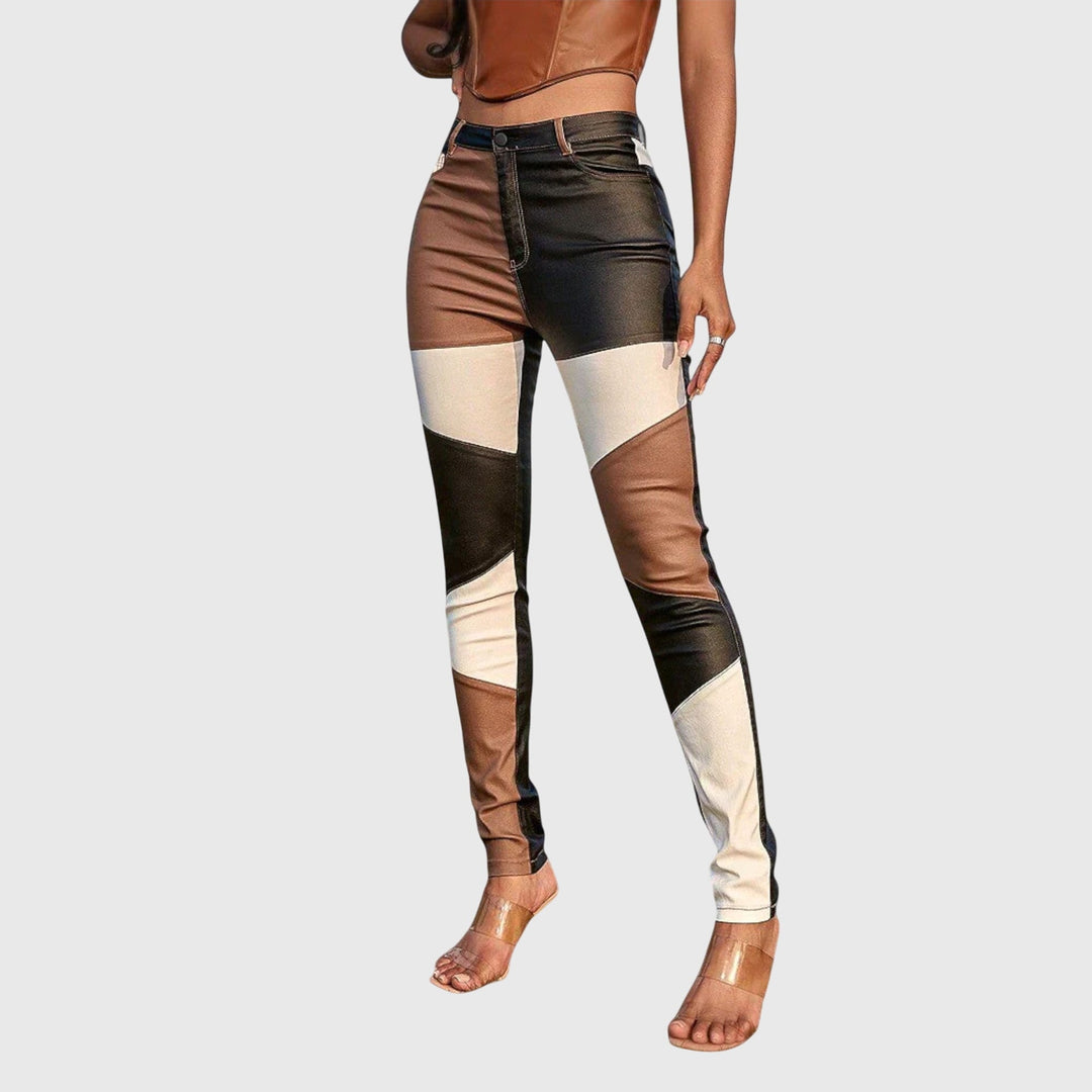 June | Tube Pants with Colour Block Pattern