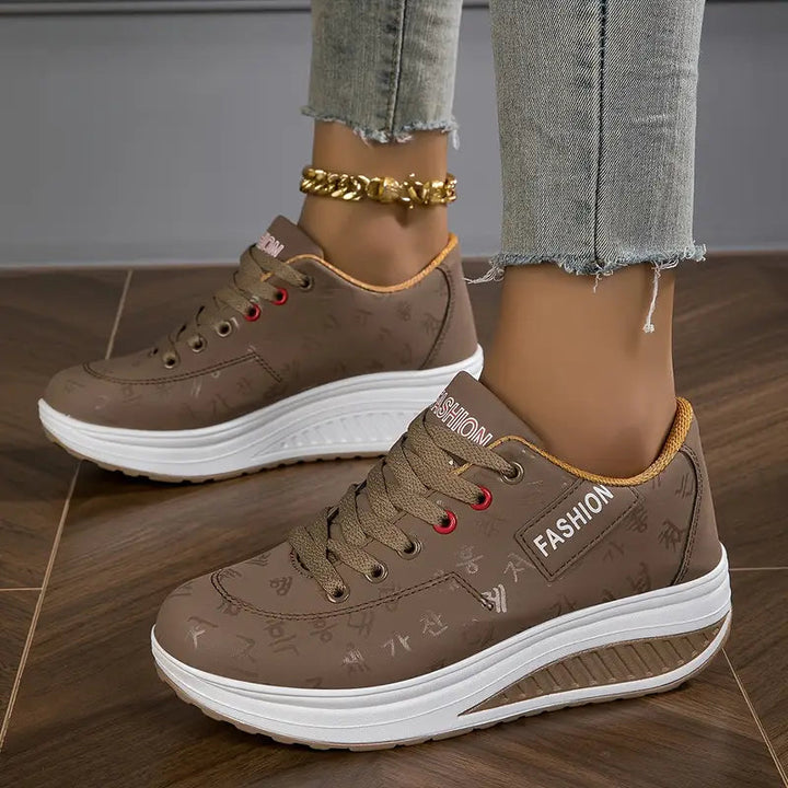 Brelina - Women's Platform Trainers with Laces, Synthetic Leather, Everyday Comfort
