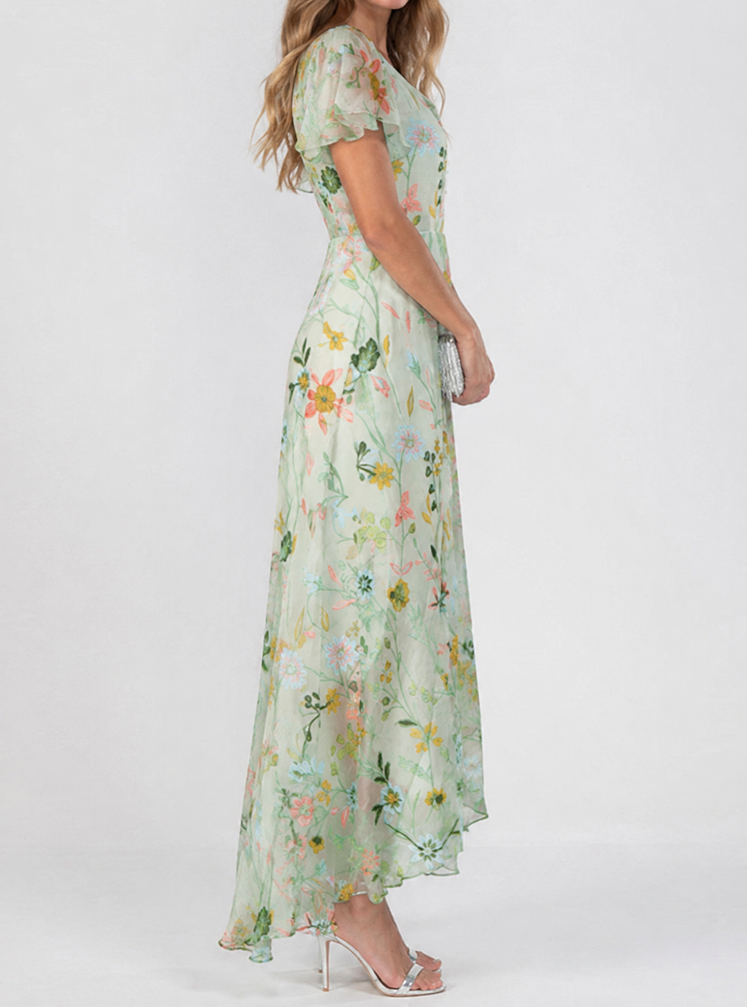 BETH | ELEGANT FLORAL TUMMY-COVERAGE MAXI DRESS