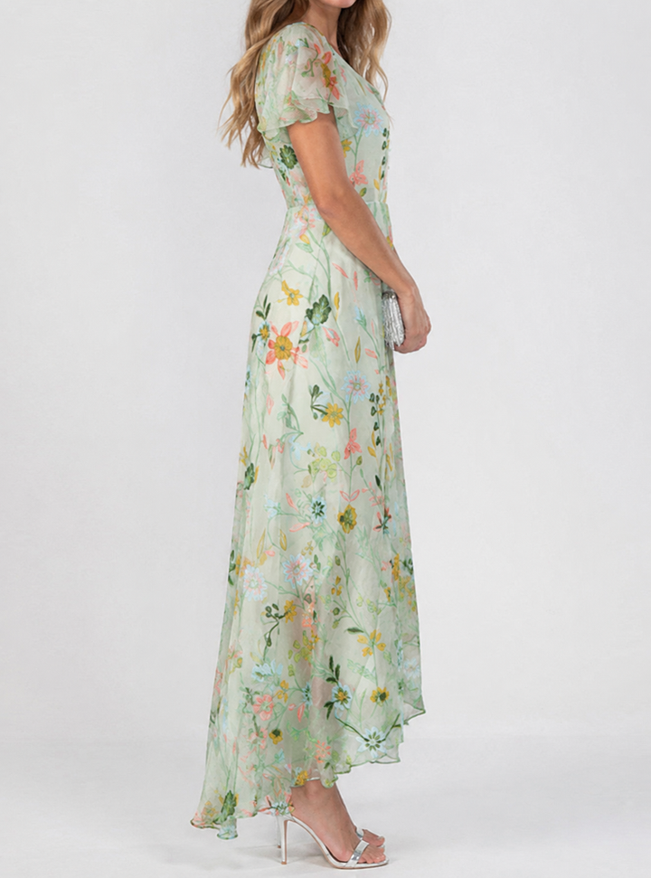 BETH | ELEGANT FLORAL TUMMY-COVERAGE MAXI DRESS