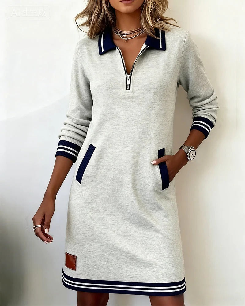 Nikky - Timeless Cotton Midi Dress with Long Sleeves