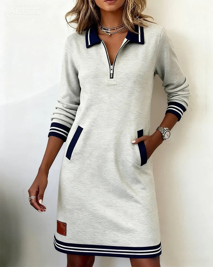 Nikky - Timeless Cotton Midi Dress with Long Sleeves