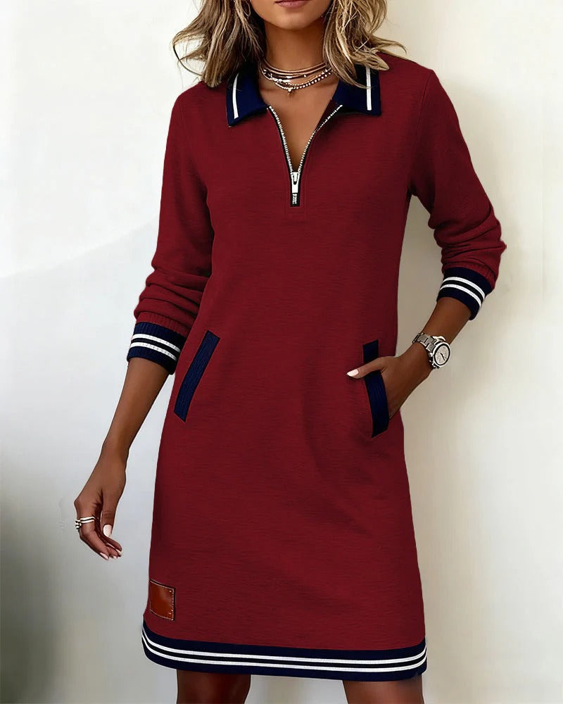 Nikky - Timeless Cotton Midi Dress with Long Sleeves