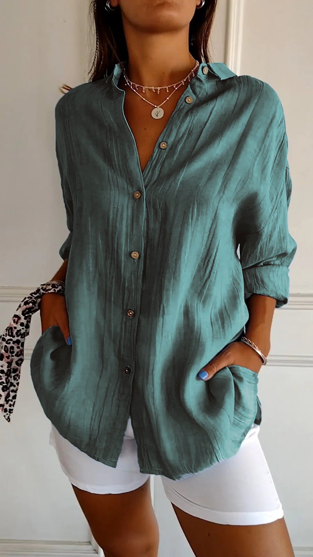 Women's Button-Down Shirt - Lightweight Casual Summer Top