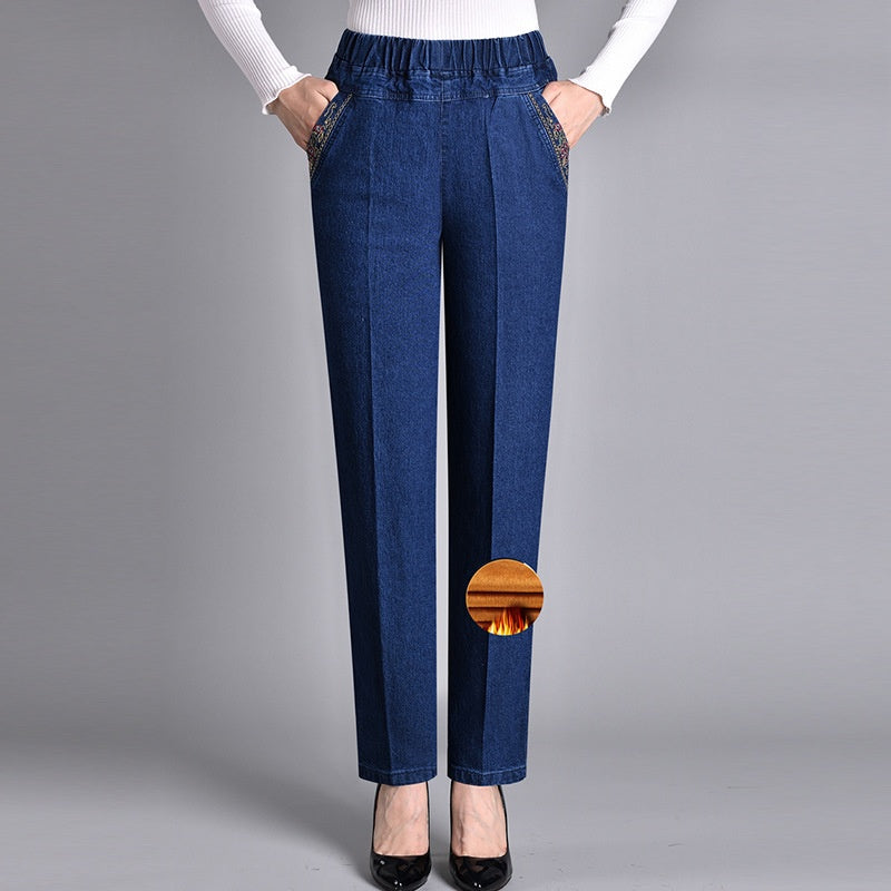 Women’s Jeans with Side Pockets and Elastic Waist