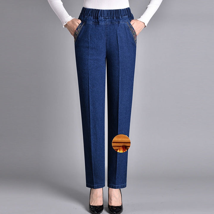 Women’s Jeans with Side Pockets and Elastic Waist