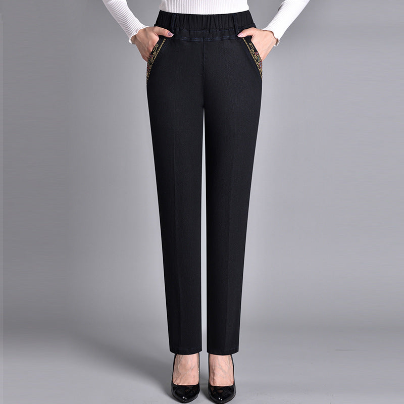 Women’s Jeans with Side Pockets and Elastic Waist