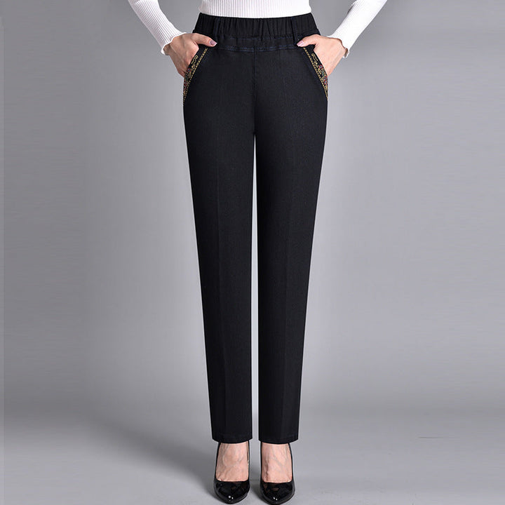 Women’s Jeans with Side Pockets and Elastic Waist