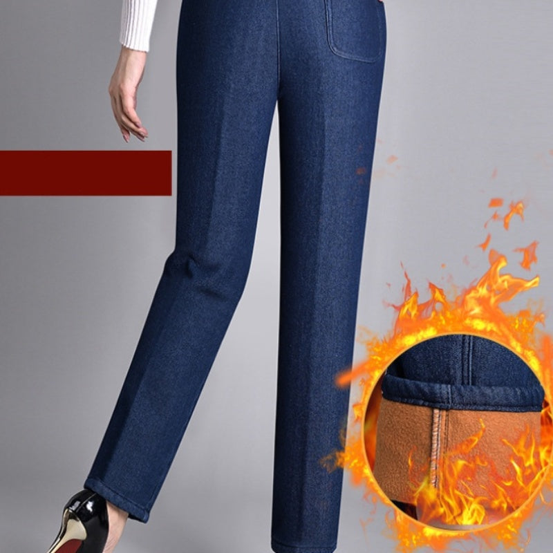 Women’s Jeans with Side Pockets and Elastic Waist
