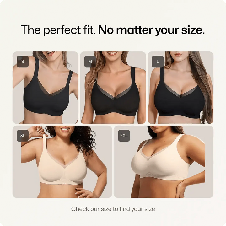 Wireless V-Neck Crossover Mesh Support Bra